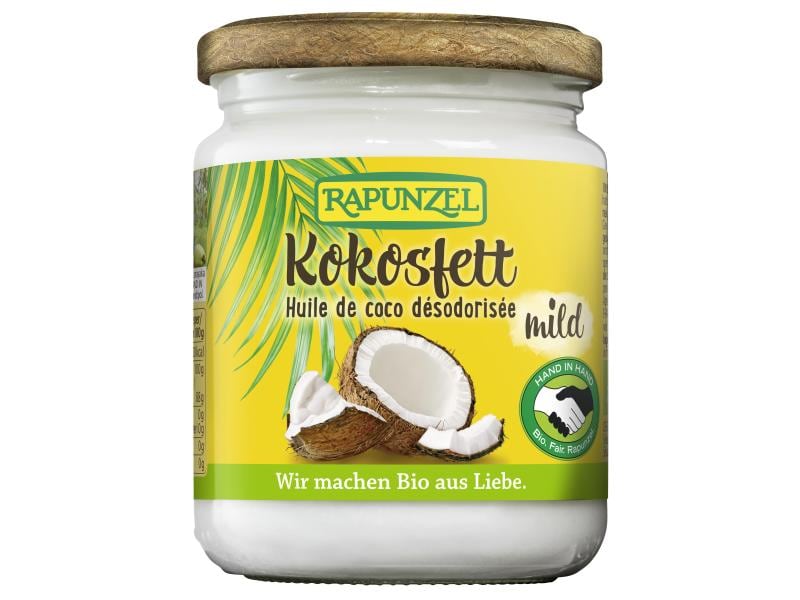Rapunzel Bio Kokosfett mild 200 g Aromatisches Speisefett aus Kokosnuss