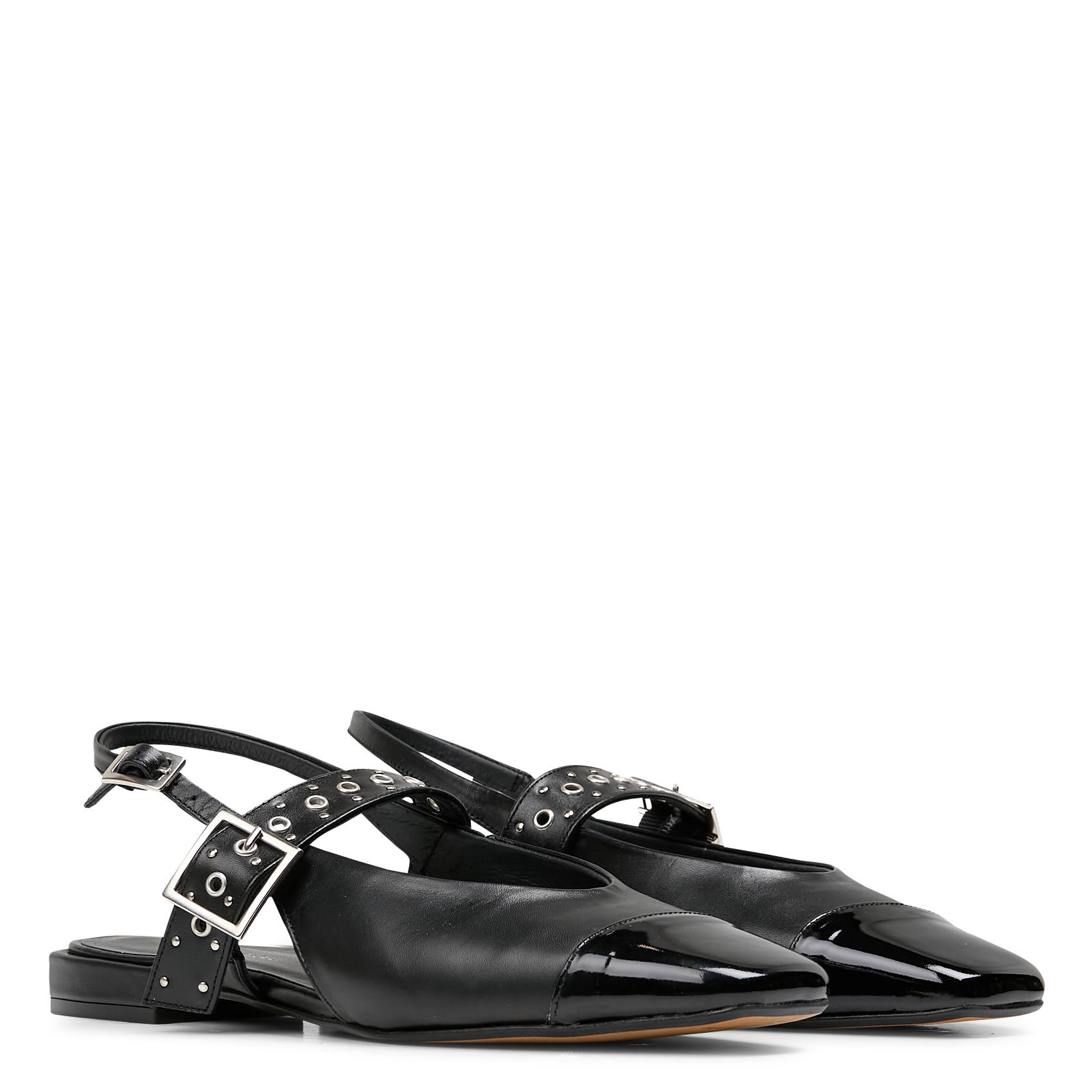 MIRABELLE - Ballerines slingback en cuir | Noir