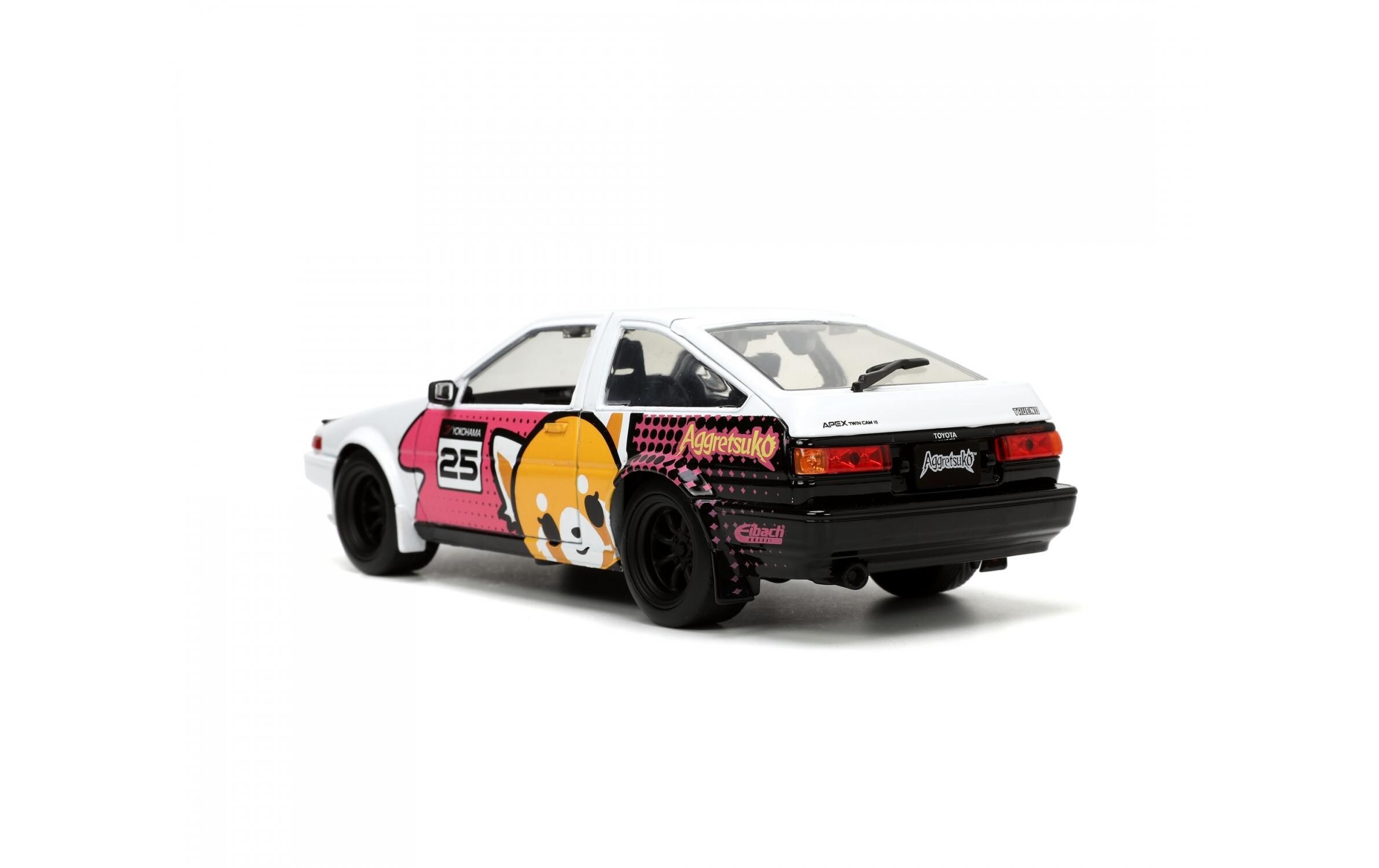Toyota AE86 Trueno Aggretsuko 1:241986 Toyota Trueno AE86 Modellauto mit Aggretsuko Figur