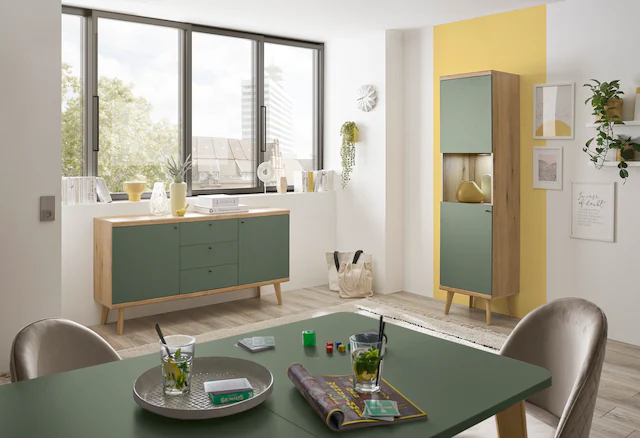 INOSIGN Sideboard »MAVAS« in moderner Trendfarbe, Griffe aus Metall (Schwarz), Breite 160 cm