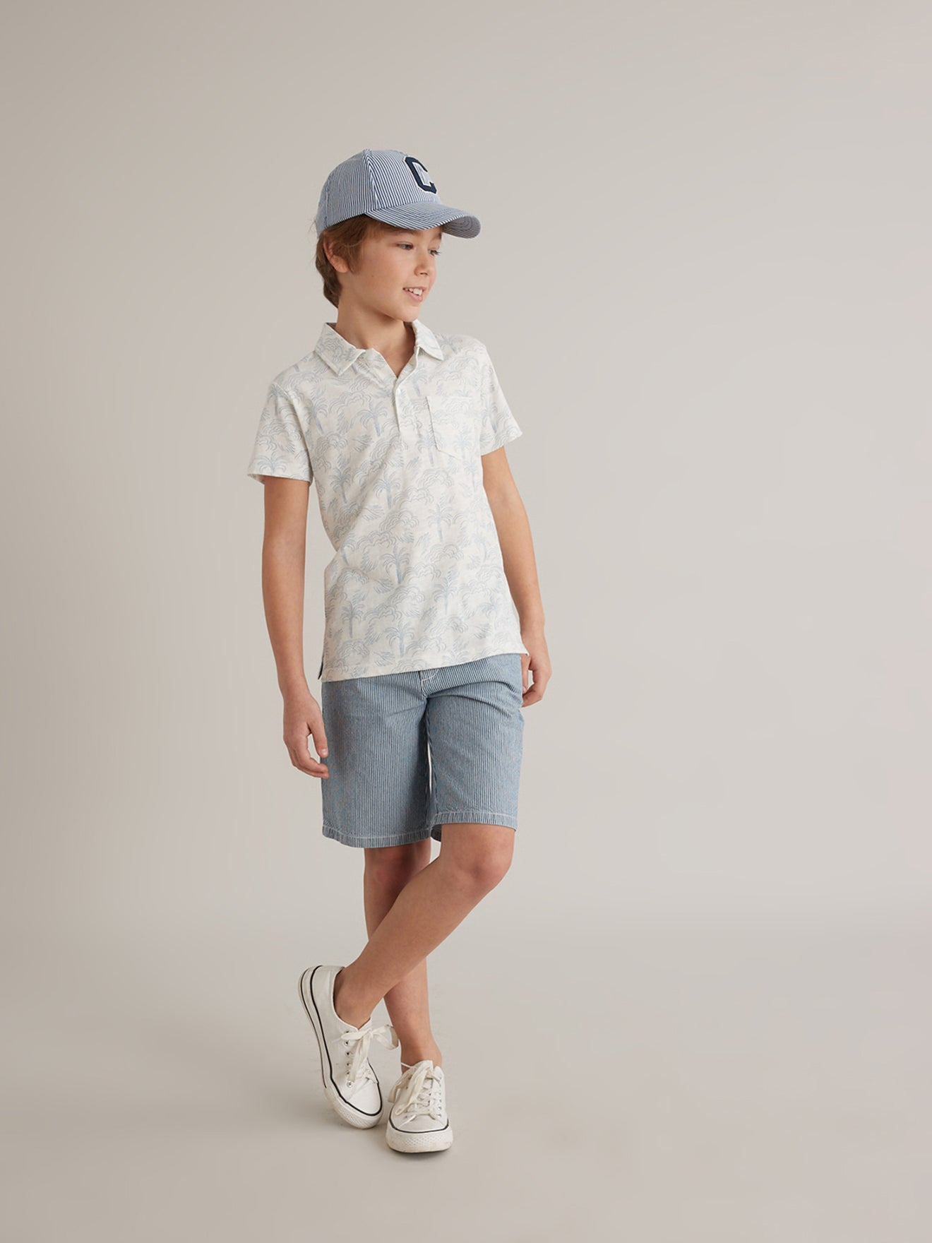 Polo Garçon motif palmiers - Coton bio