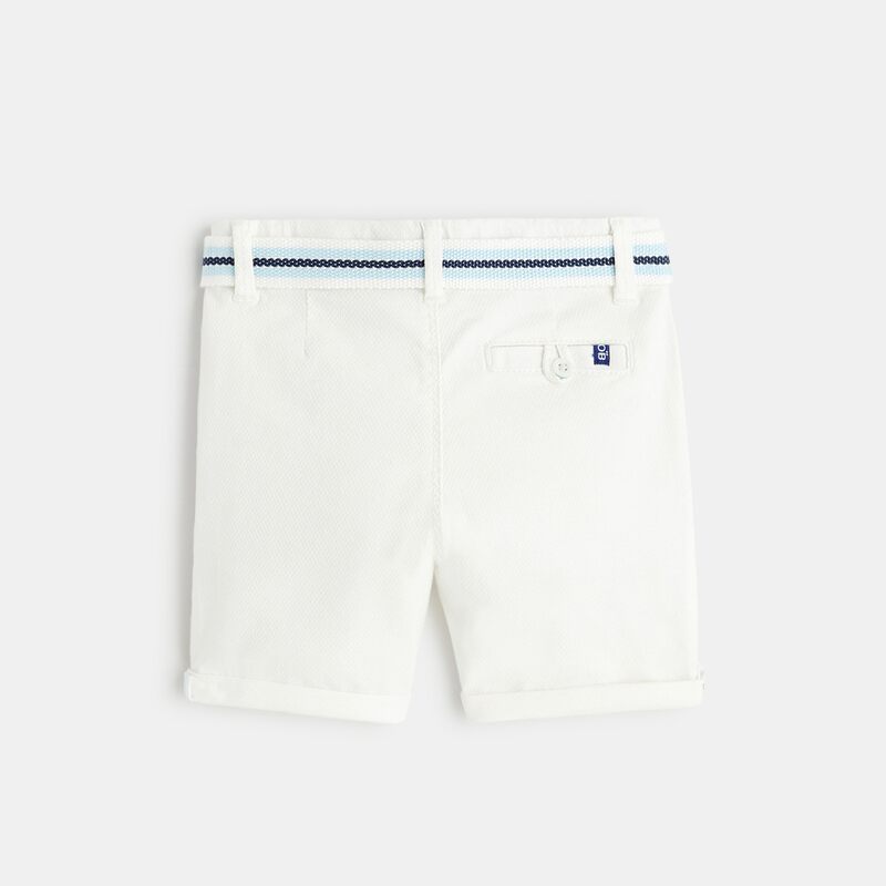 Bermuda chino maille fantaisie blanc bébé garçon