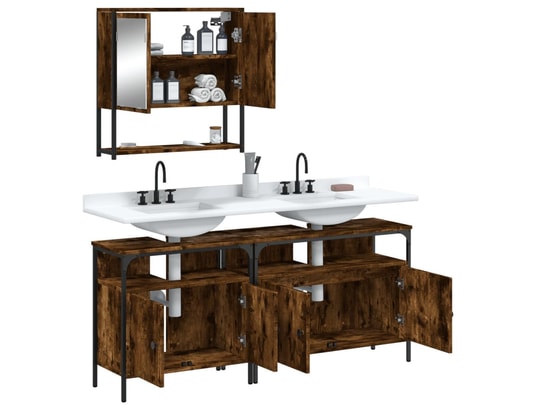 VIDAXL - Ensemble de meubles de salle de bain 3 pcs chêne fumé