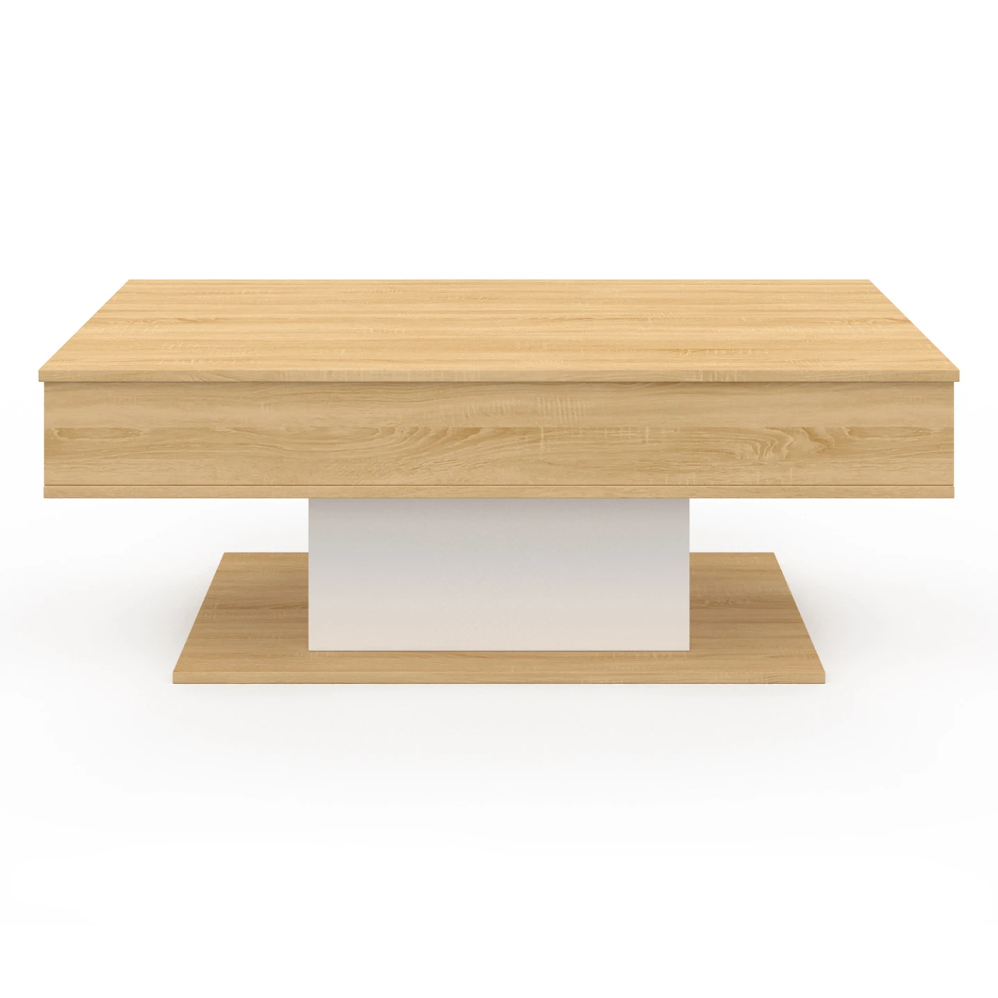 Table basse plateau relevable rectangulaire EDEN bois et blanc