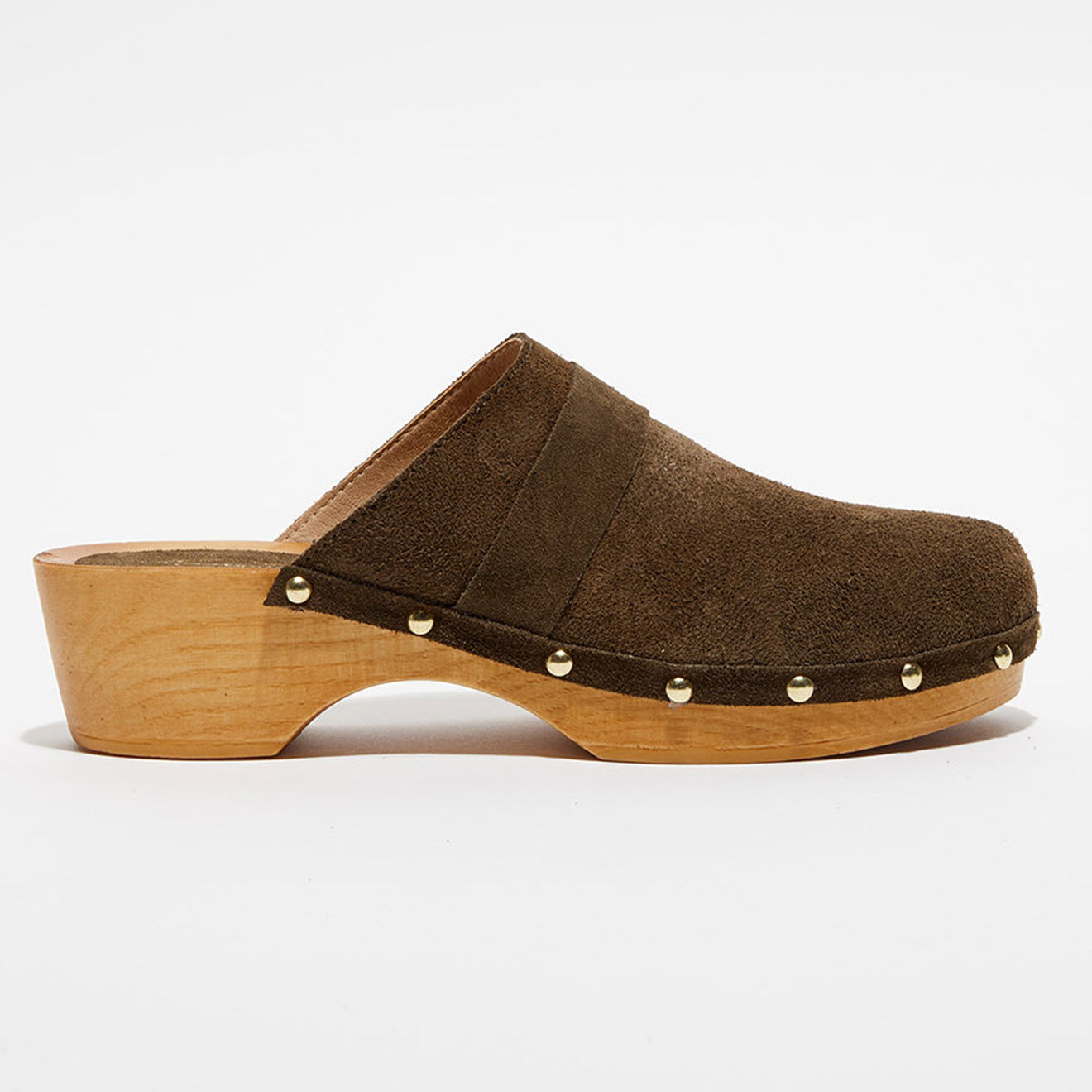 Apologie Studio Sabots en Velours de Cuir Sofia kaki - Talon 5 cm
