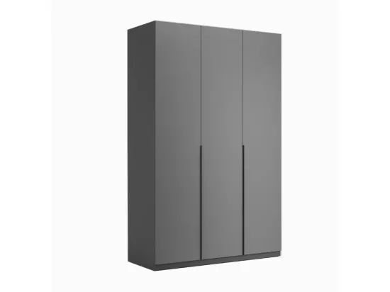 Chambre complète TEO lit + 2 chevets + commode + armoire 3 portes anthracite