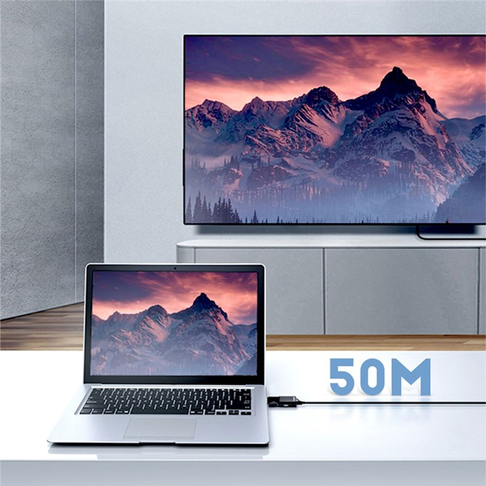 (2er Set) HDMI auf LAN RJ45 Transmitter / Receiver Verlängerungs Adapter mit 1080p bis zu 50m - Schwarz
