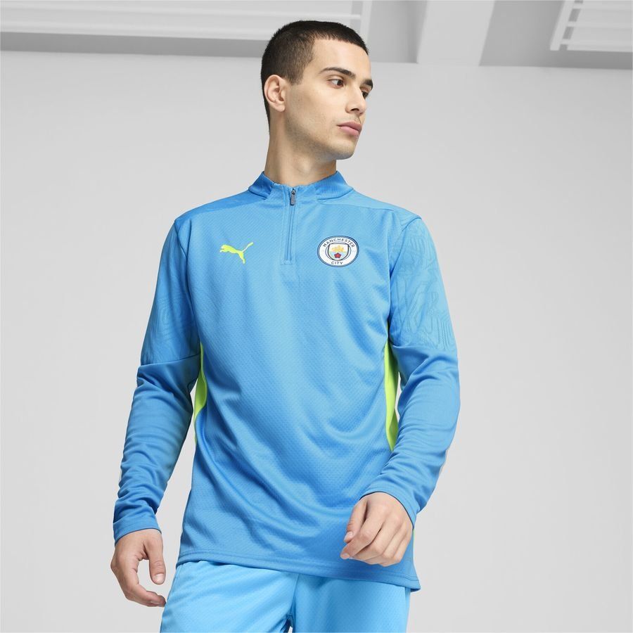 Manchester City Maillot d'Entraînement Fermeture Éclair 1/4 - Magic Blue/Jaune fluo