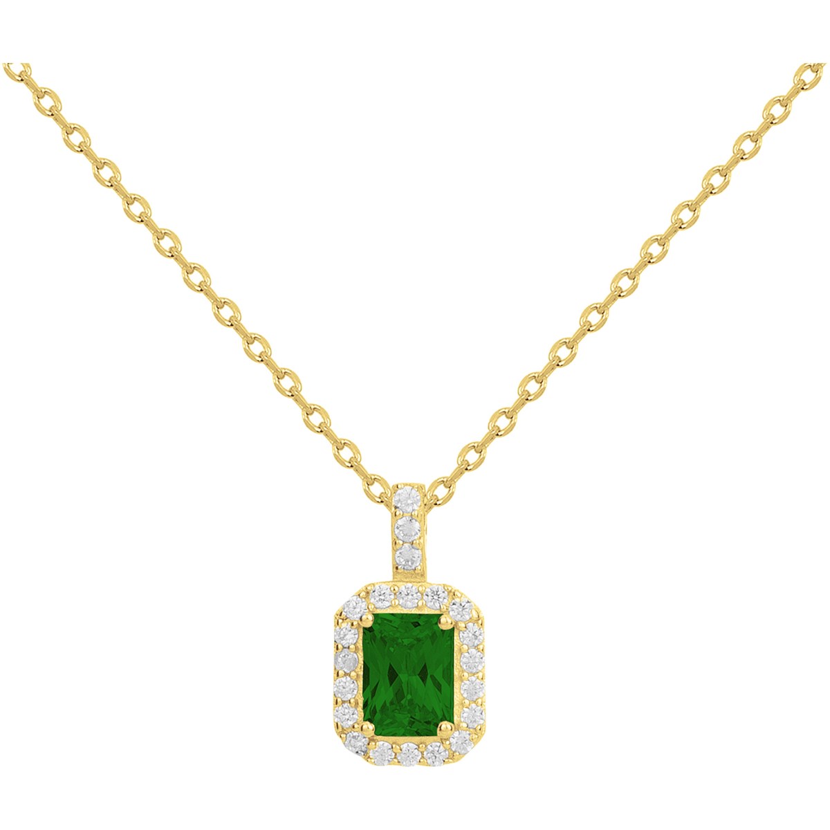 Collier en Plaqué Or avec oxyde de zirconium vert emeraude
