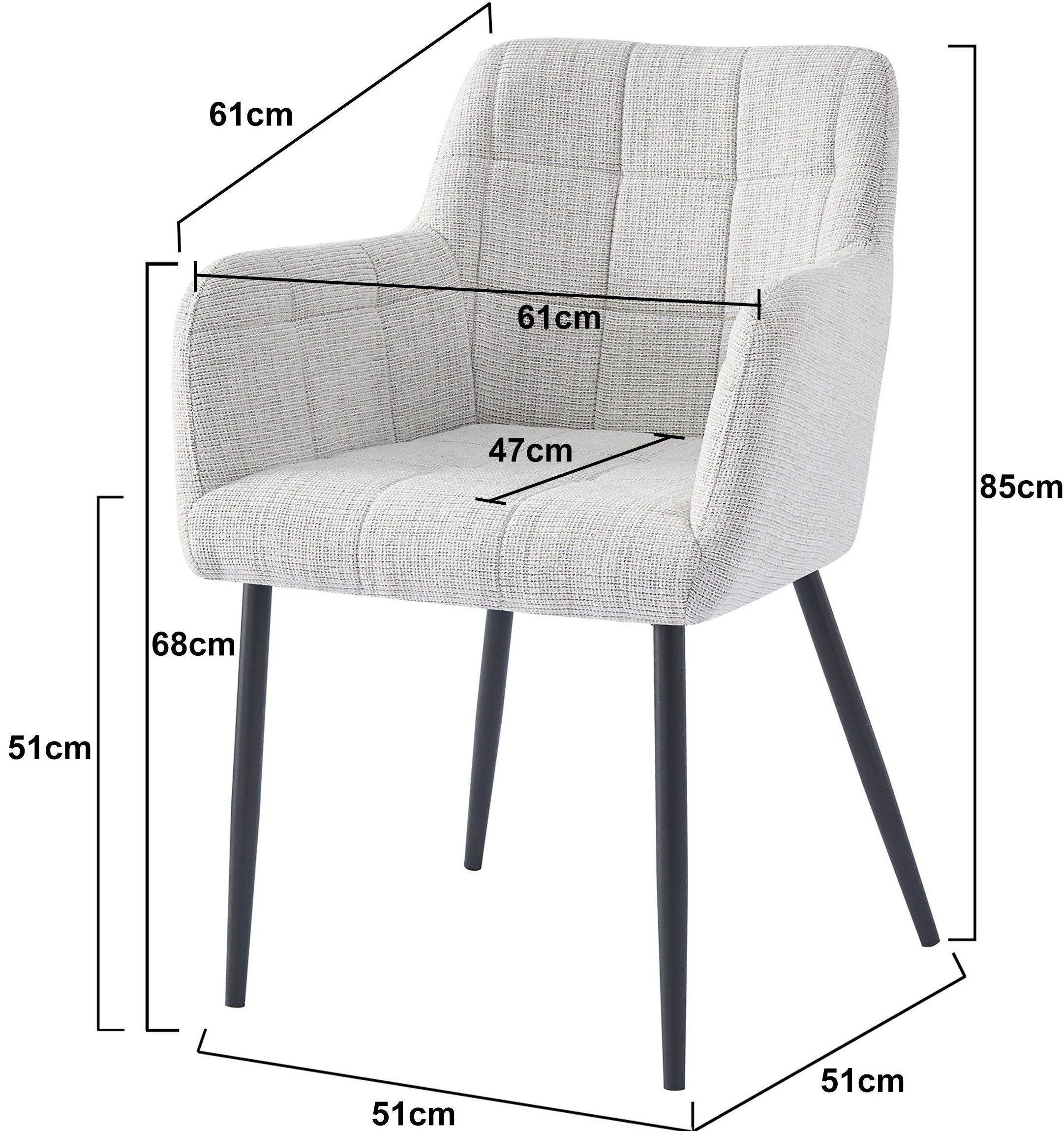 Eetkamerstoel Greige Bronco B61 x D61 x H85 cm