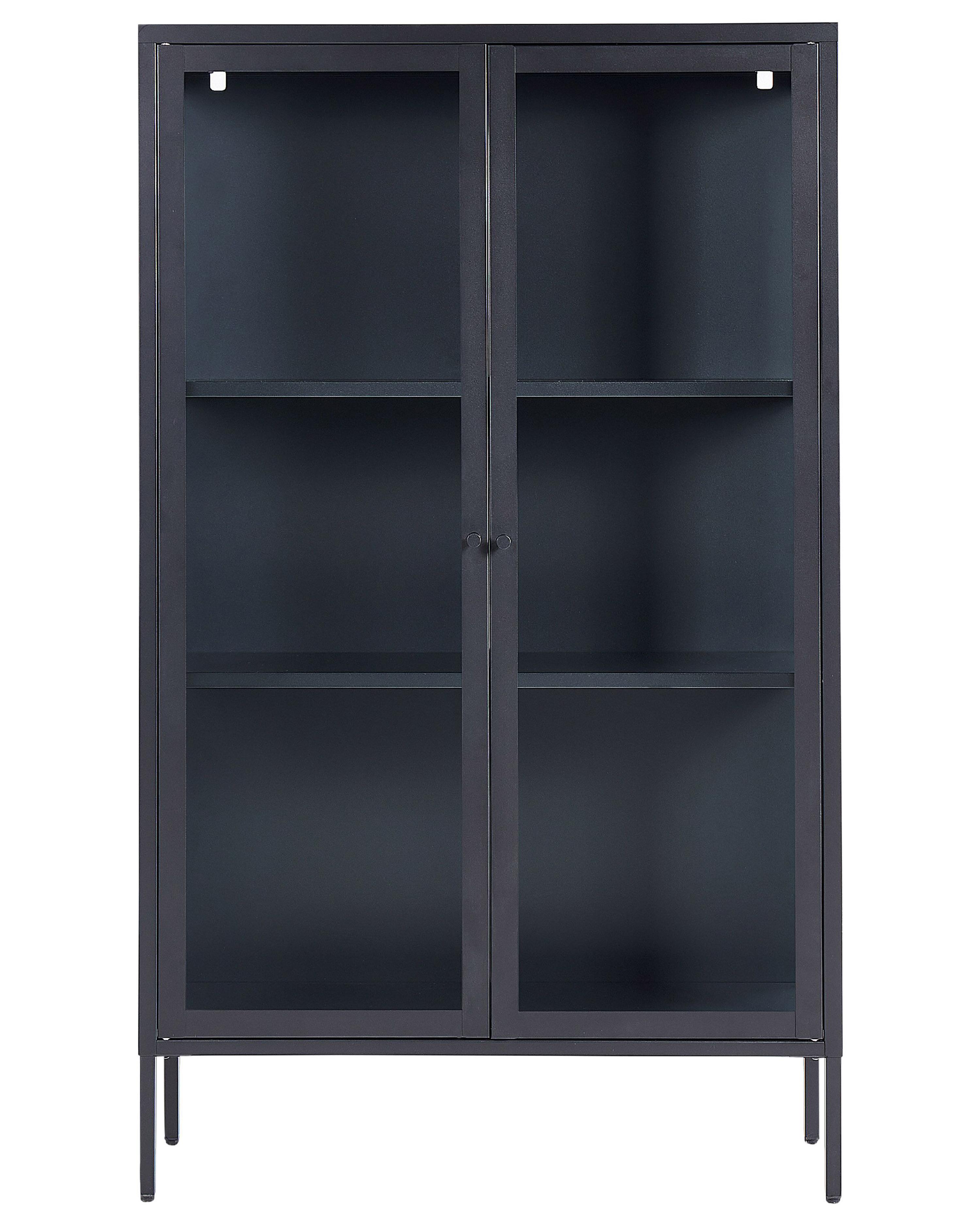Glazen vitrinekast NASH Metaal 90 cm Zwart