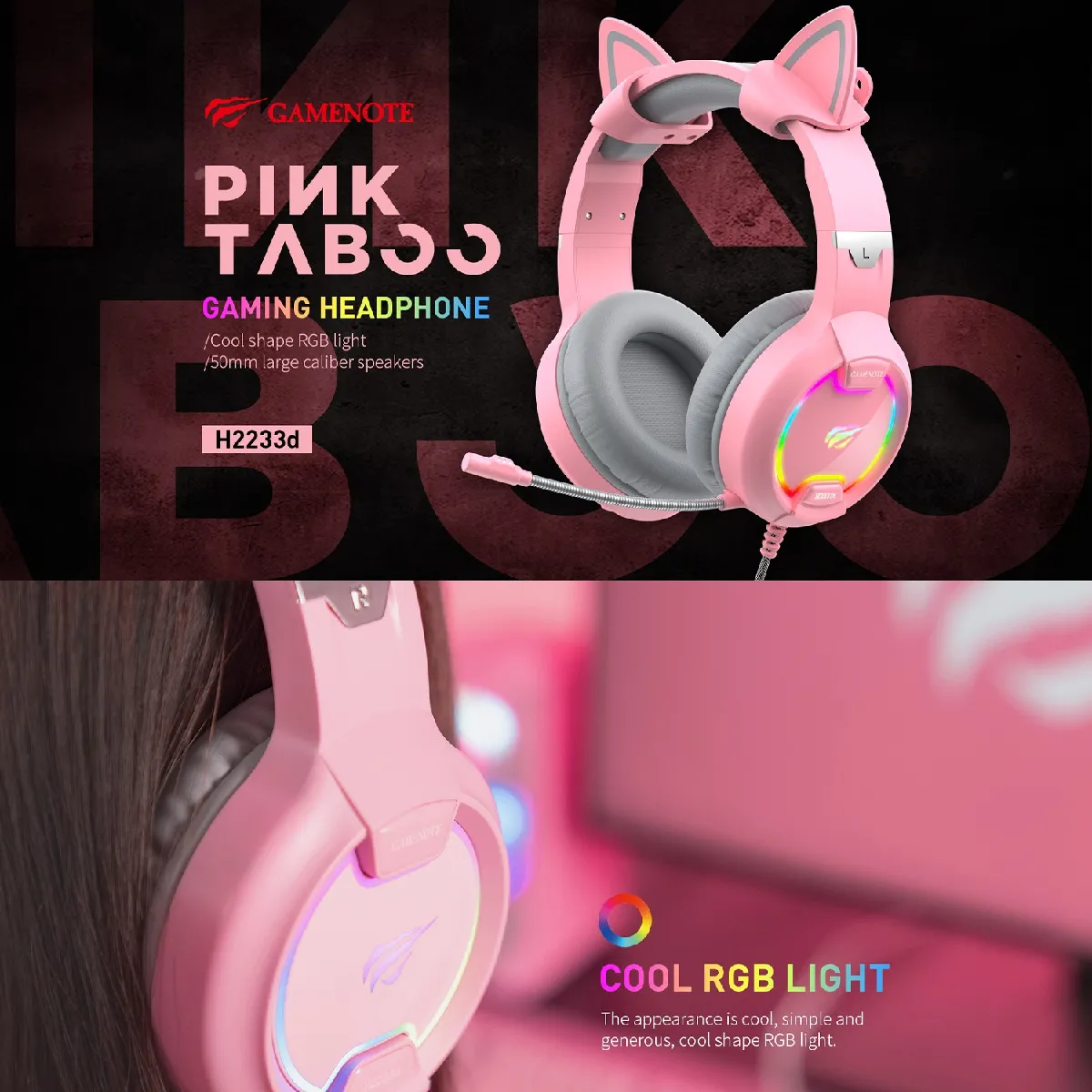 GAMENOTE H2233d Casque gaming - Rose