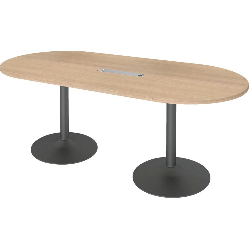 Table de réunion ovale L 210 cm piètement colonne métal avec top access Excellens