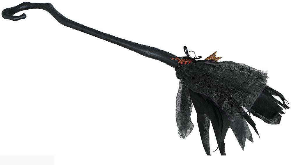 Halloween Heksenbezem Zwart Paars 90cm