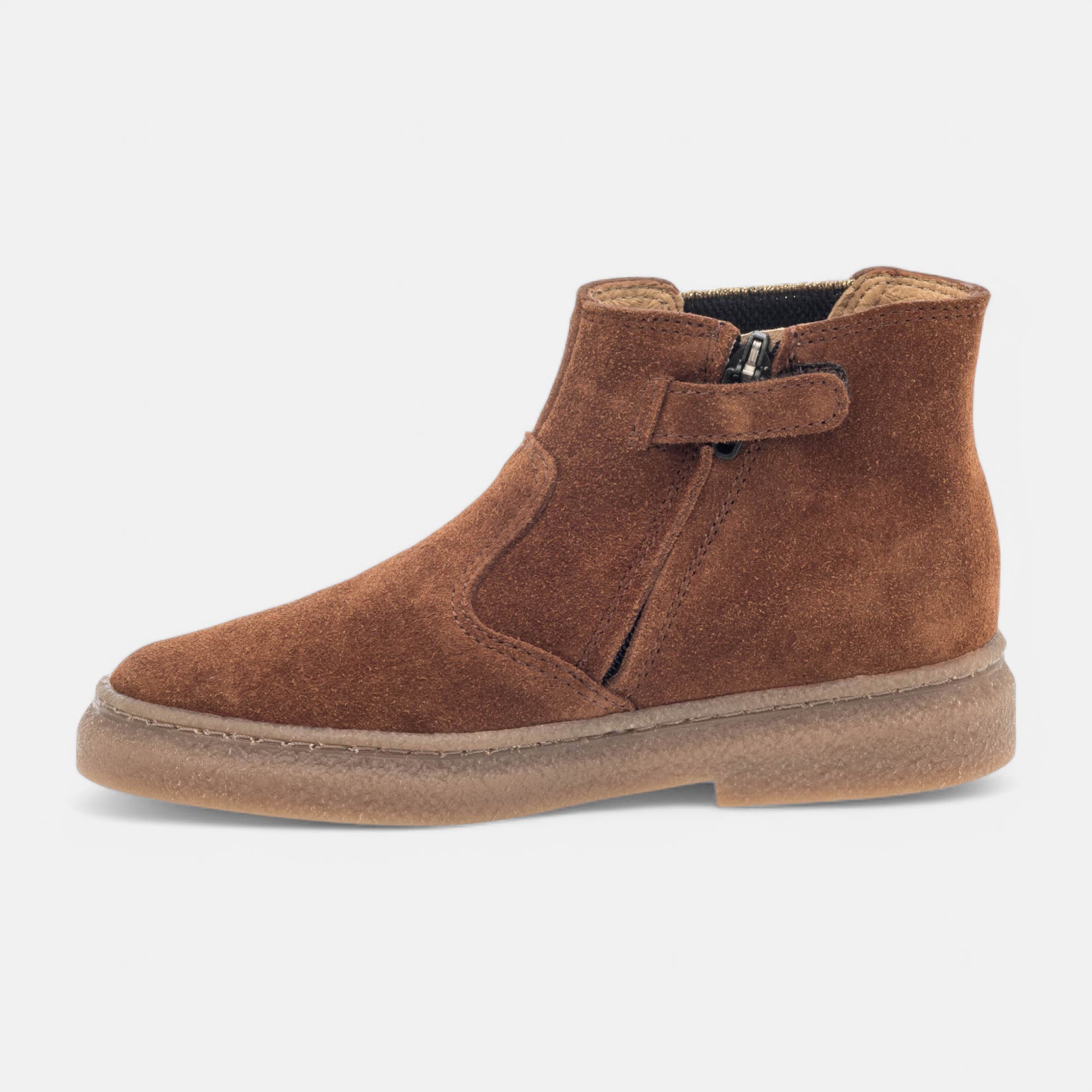 Bottines Fille en cuir cognac