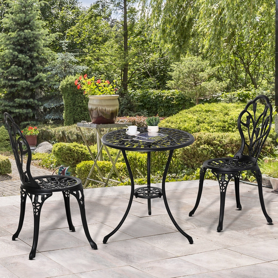 Outsunny Gartenmöbel-Set mit Blumen Design schwarz