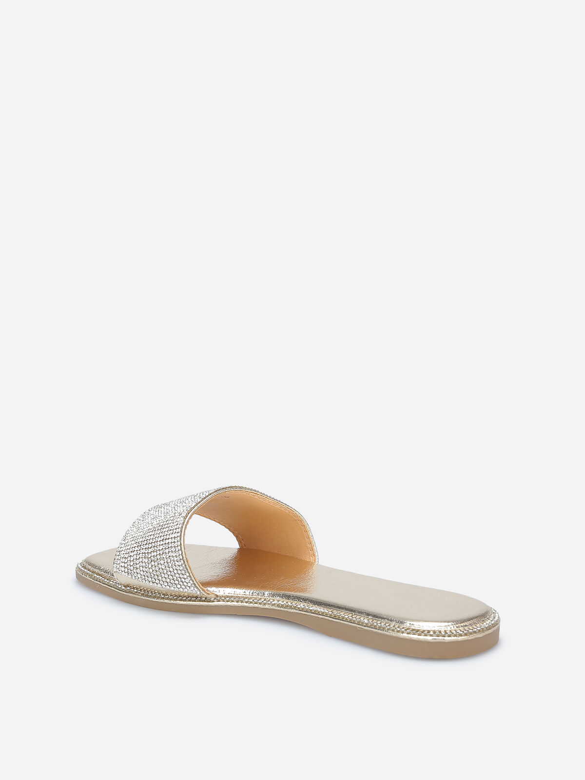 Mules plates à strass- Doré