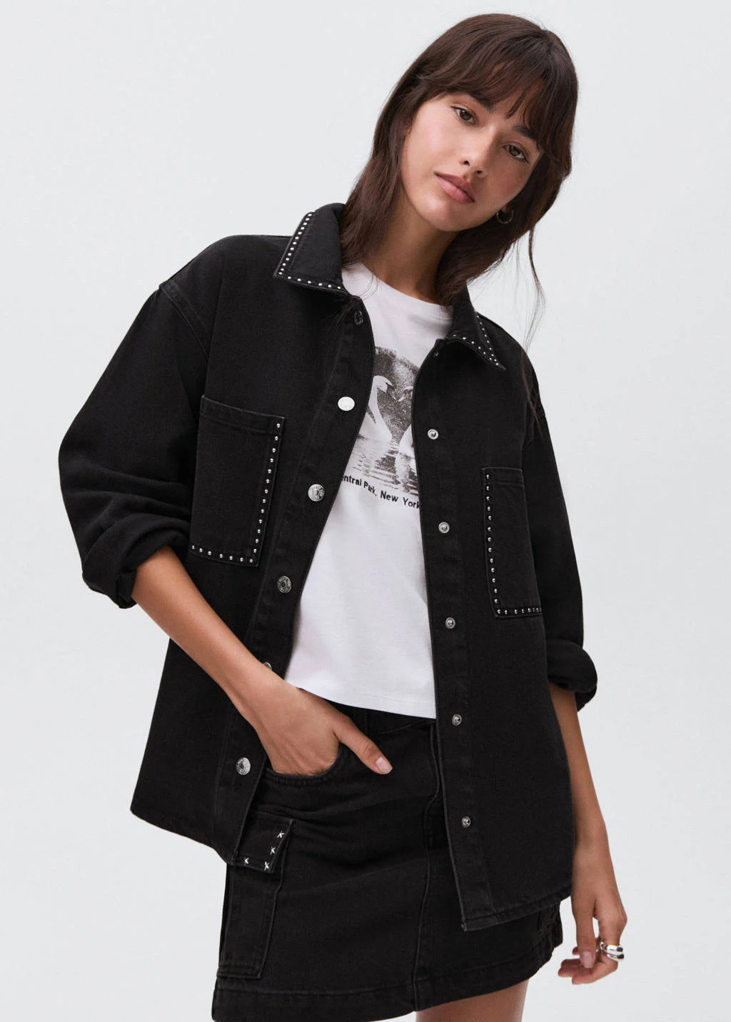 MANGO TEEN denim spijkerjas grijs