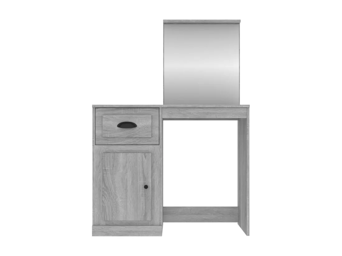 Coiffeuse avec miroir sonoma gris 90x50x132,5cm bois ingénierie