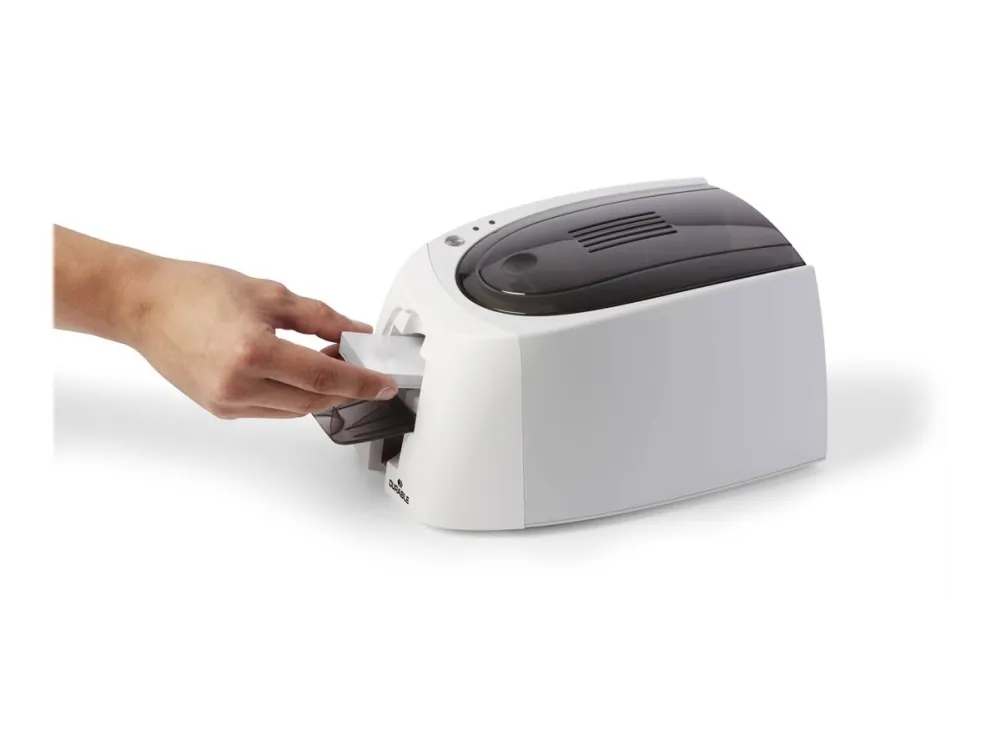 DURABLE DURACARD ID 300 - Plastikkortprinter - farve - blæksubliminering/termisk transfer - CR-80 Card (85.6 x 54 mm) - 260 x 300 dpi - op til 325 kort/time (mono) / op til 95 kort/time (farve) - kapacitet: 25 kort - USB 2.0