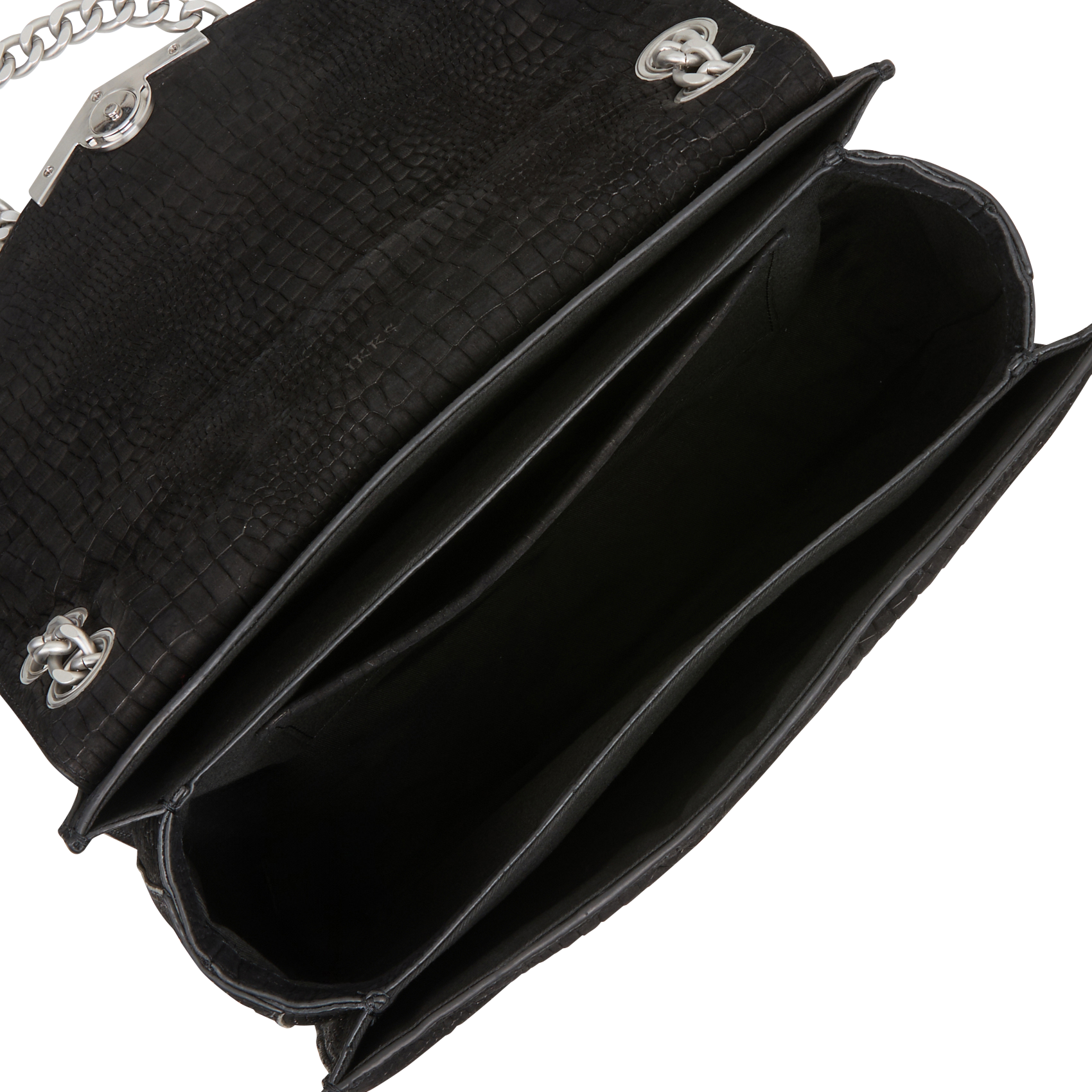 THE ONE - Sac porté épaule en cuir embossé croco | Noir