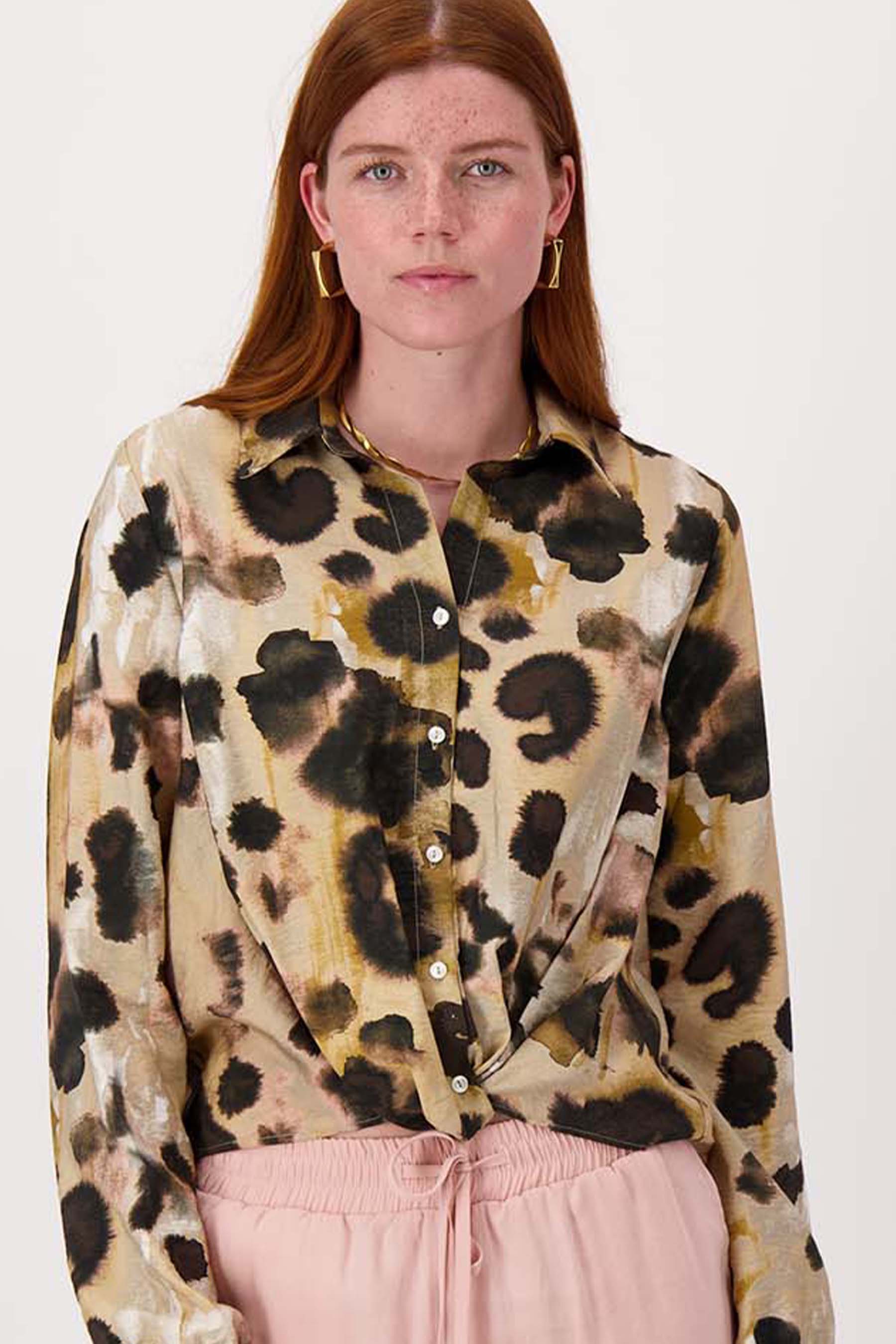 vastgestikte overslag blouse met print