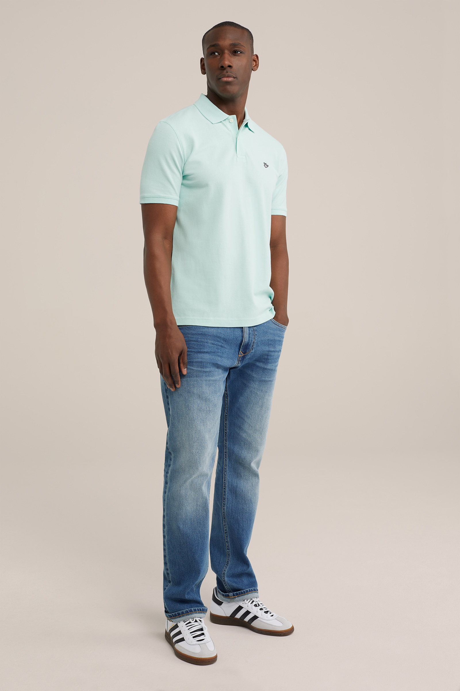 polo met structuur Fundamentals Groenblauw