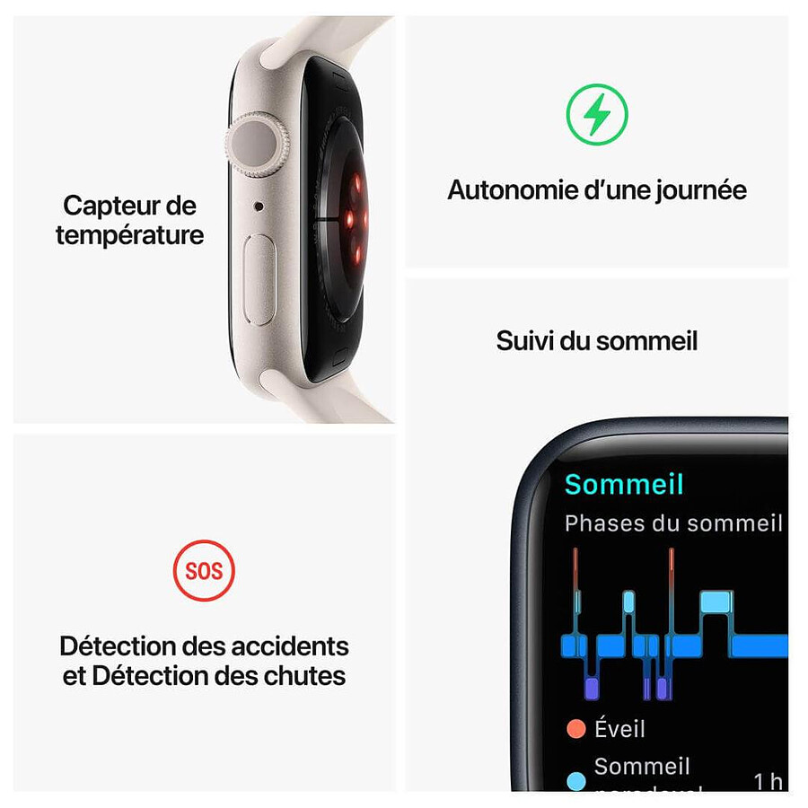 Apple Watch Series 8 GPS + Cellular - Aluminum (PRODUCT)RED Rouge - Sport Band - 45 mm
