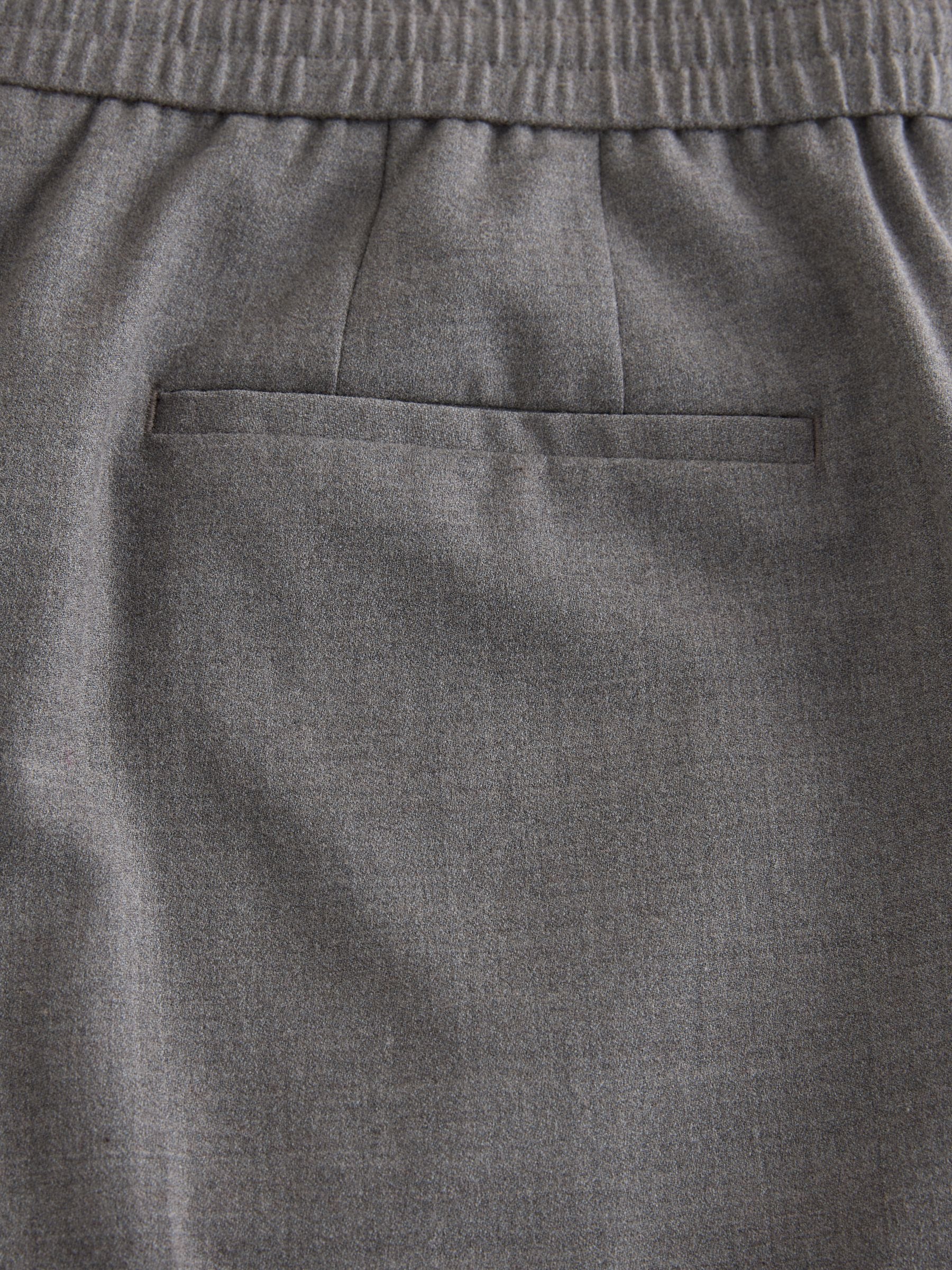 Taupe - Elasticated Waist Wool Rich Textured Formal Trousers