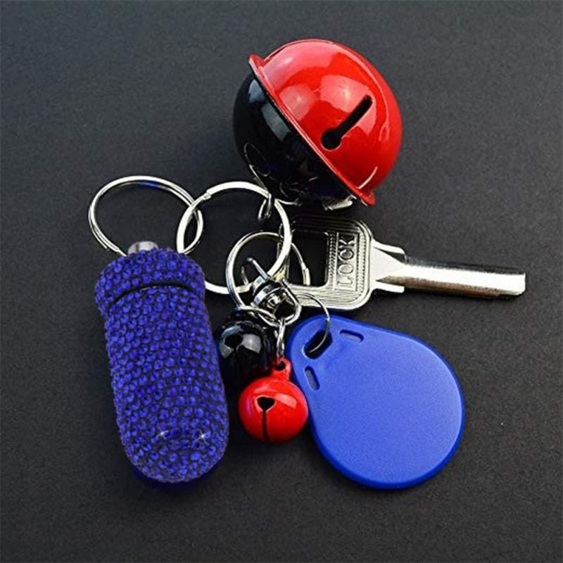 (50x20mm) Strass Medikamenten Dosierer Dosett Tablettenbox Supplements Pillendose Schlüsselanhänger - Blau