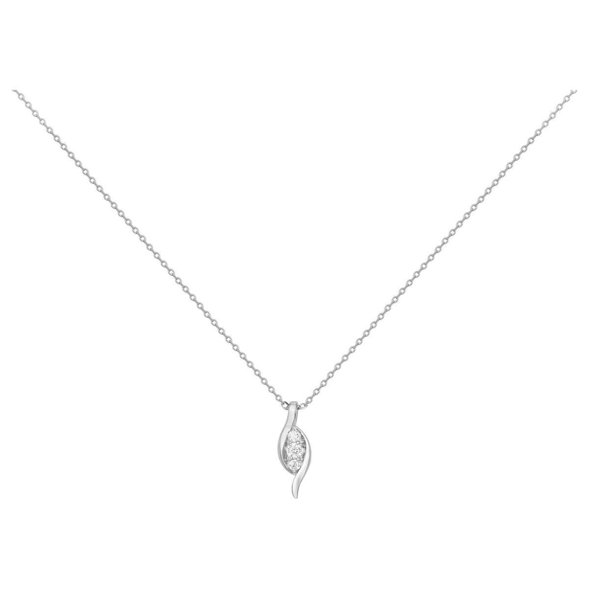 Collier mono-motif en Argent avec oxyde de zirconium blanc