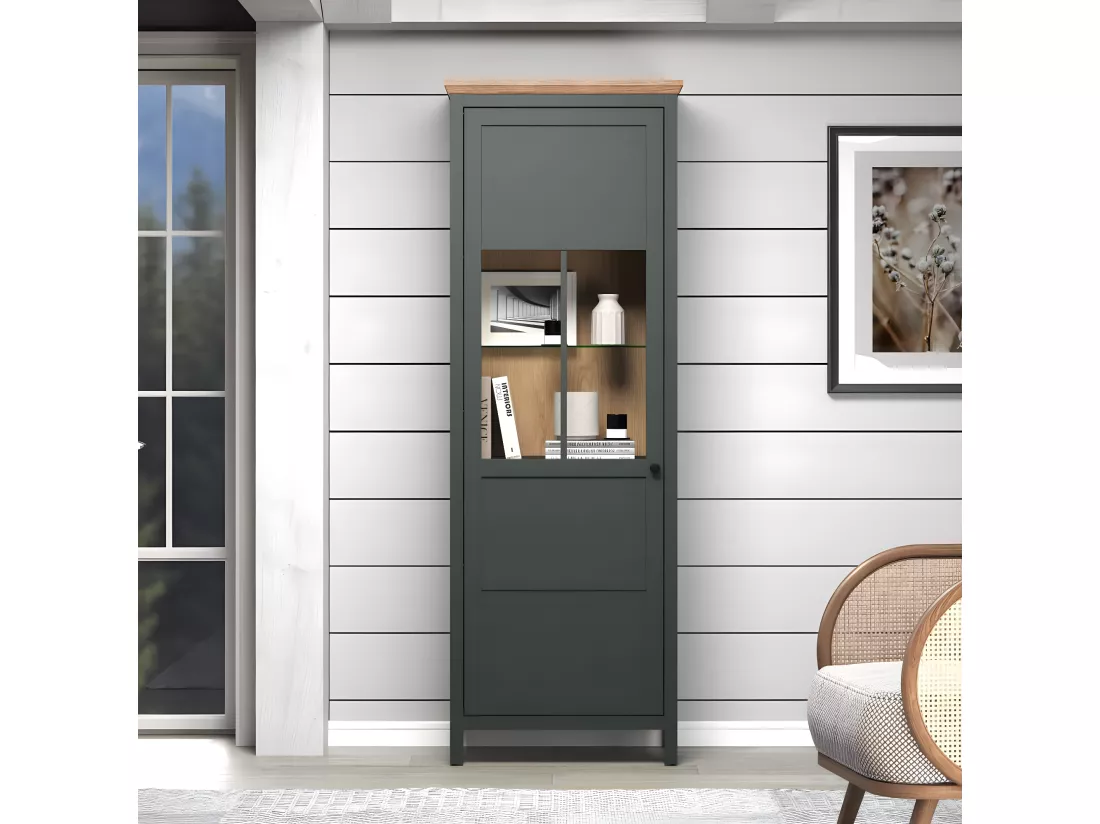 Vaisselier avec éclairage LED inclus et 1 porte H198 cm - Stanton