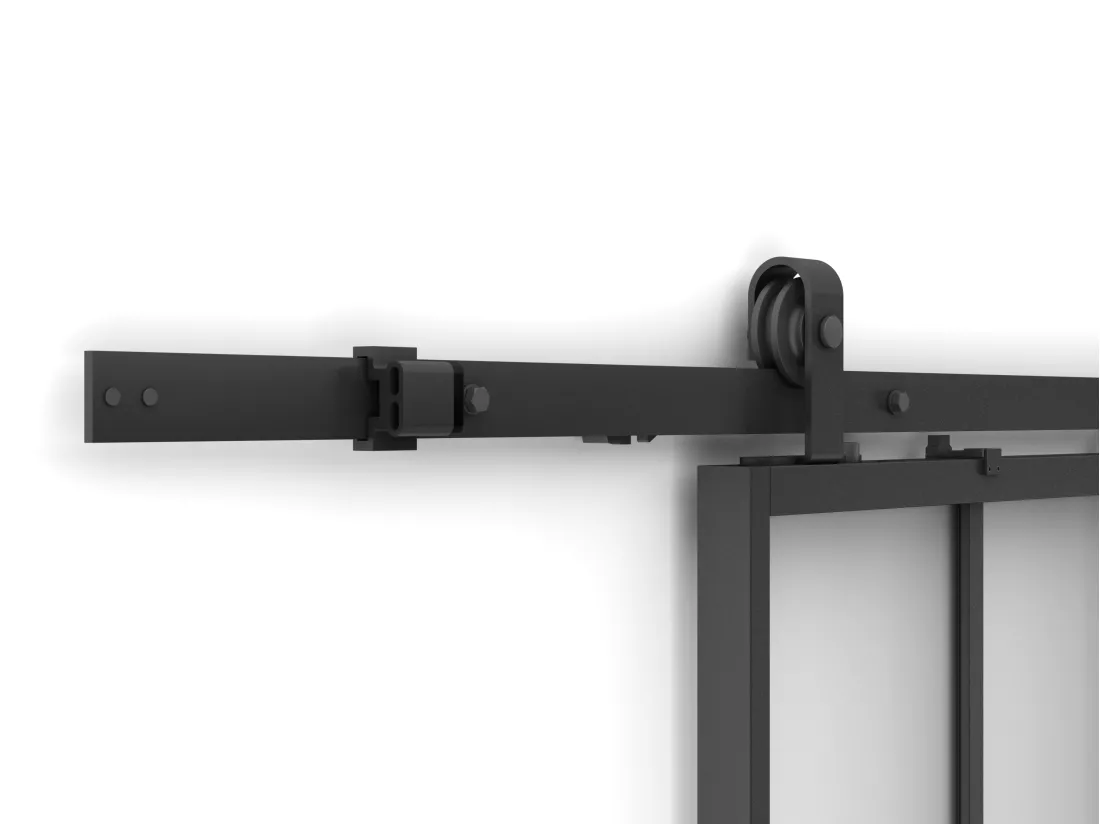 Porte coulissante avec système en applique - aluminium et verre trempé - H205 x L63 cm - WILDEN II
