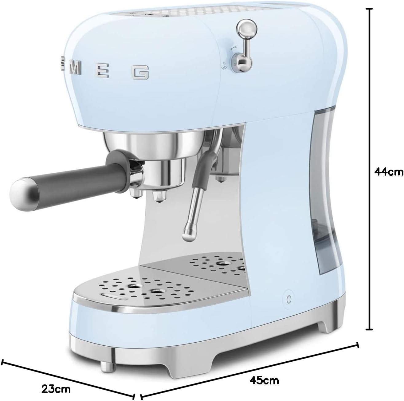 Smeg, Machine à Café Expresso Manuelle ECF02CREU, Système Thermoblock et Buse Vapeur, 4 Fonctions Expresso, Plateau Amovible, Porte Filtre, Réservoir d'Eau 1 L, Dimensions Compactes, 1350W, Crème