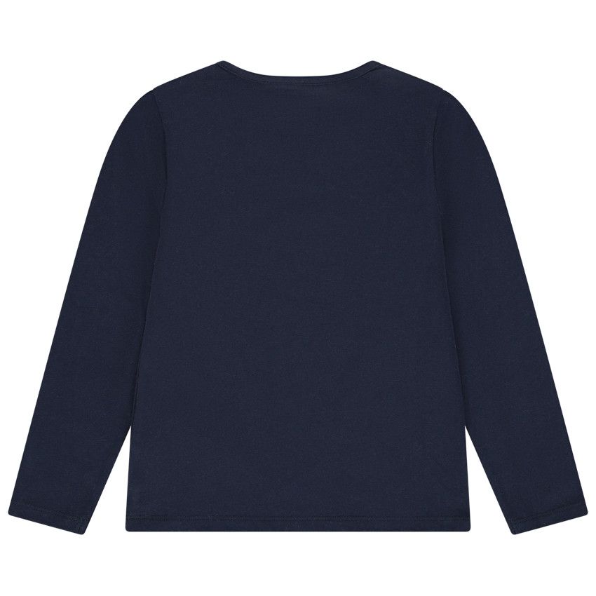 T-shirt manches longues en jersey print love pour fille - Bleu marine