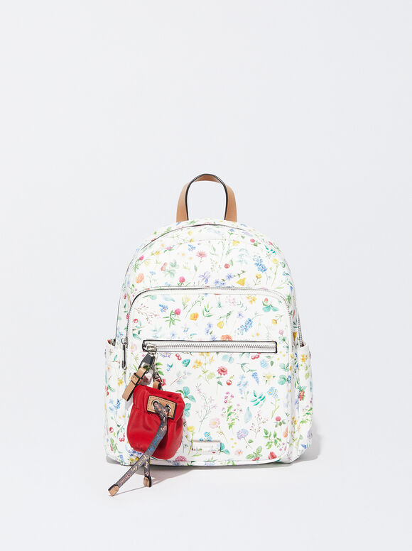 Mochila com estampa floral - Vermelha