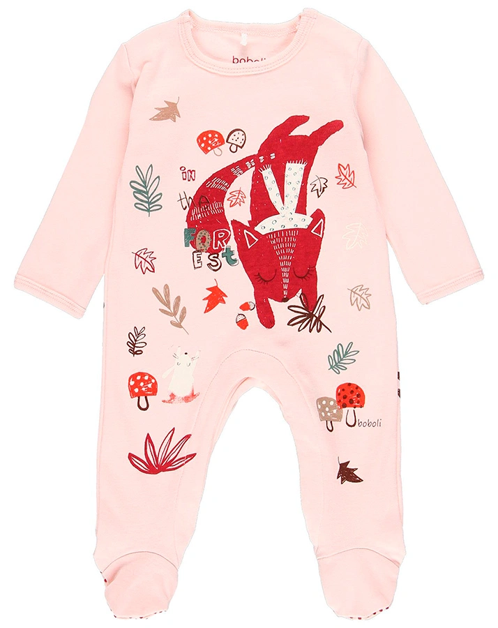 Velours-Strampler WALDTIERE in rosa