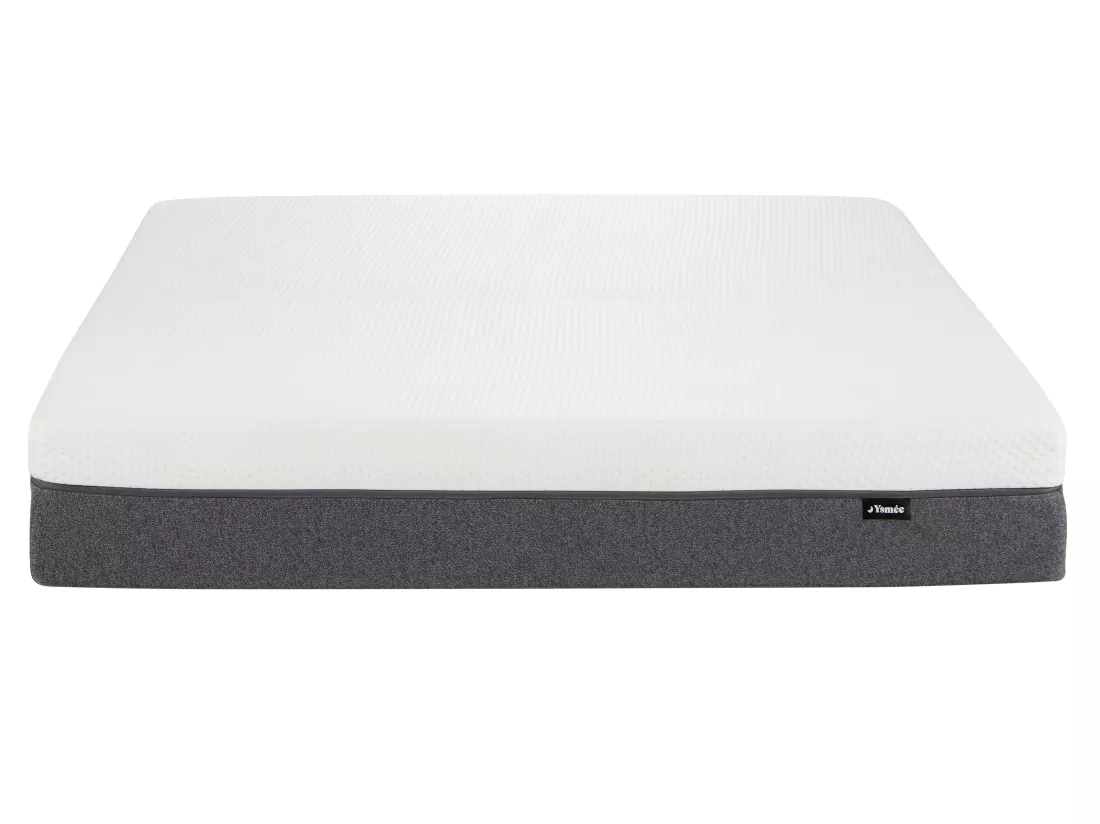 Ensemble 160 x 200 cm sommier coffre blanc + matelas hybride ressorts ensachés accueil mémoire de forme et mousse 7 zones déhoussable ép.25cm - KEPUR de YSMÉE