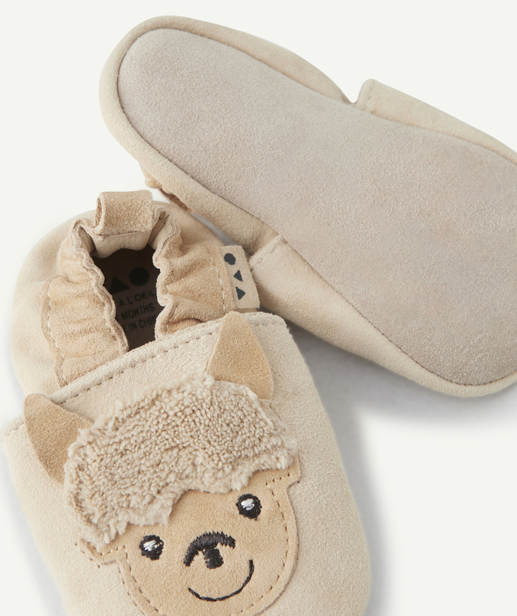 chaussons bébé garçon beige avec animation mouton