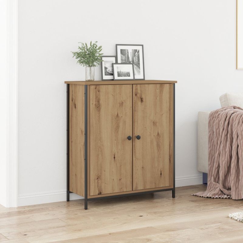 vidaXL - Dressoir - Hout en Staal - Artisan Eiken - 70x30x80 cm