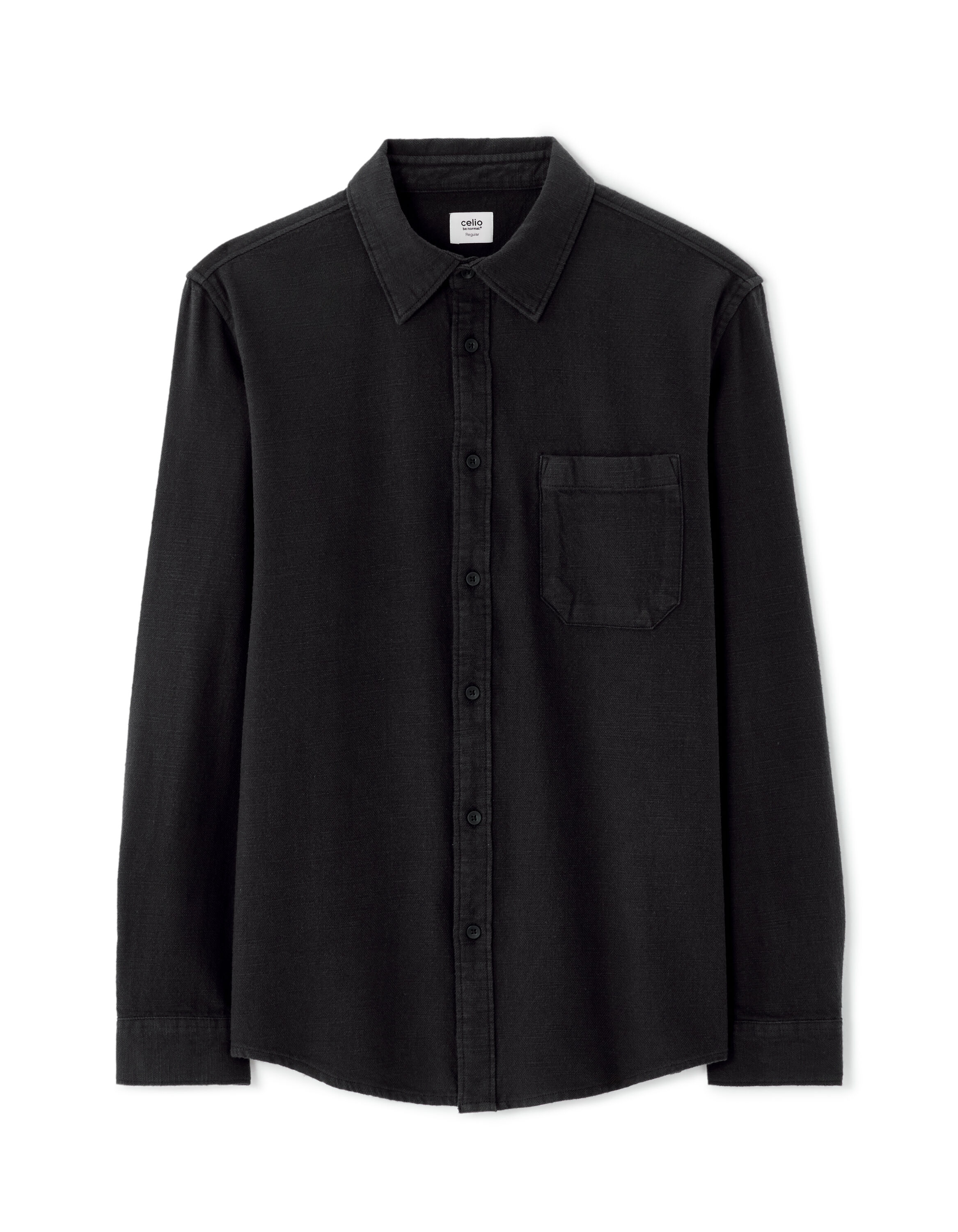 Chemise regular 100% coton reliéfé - noir