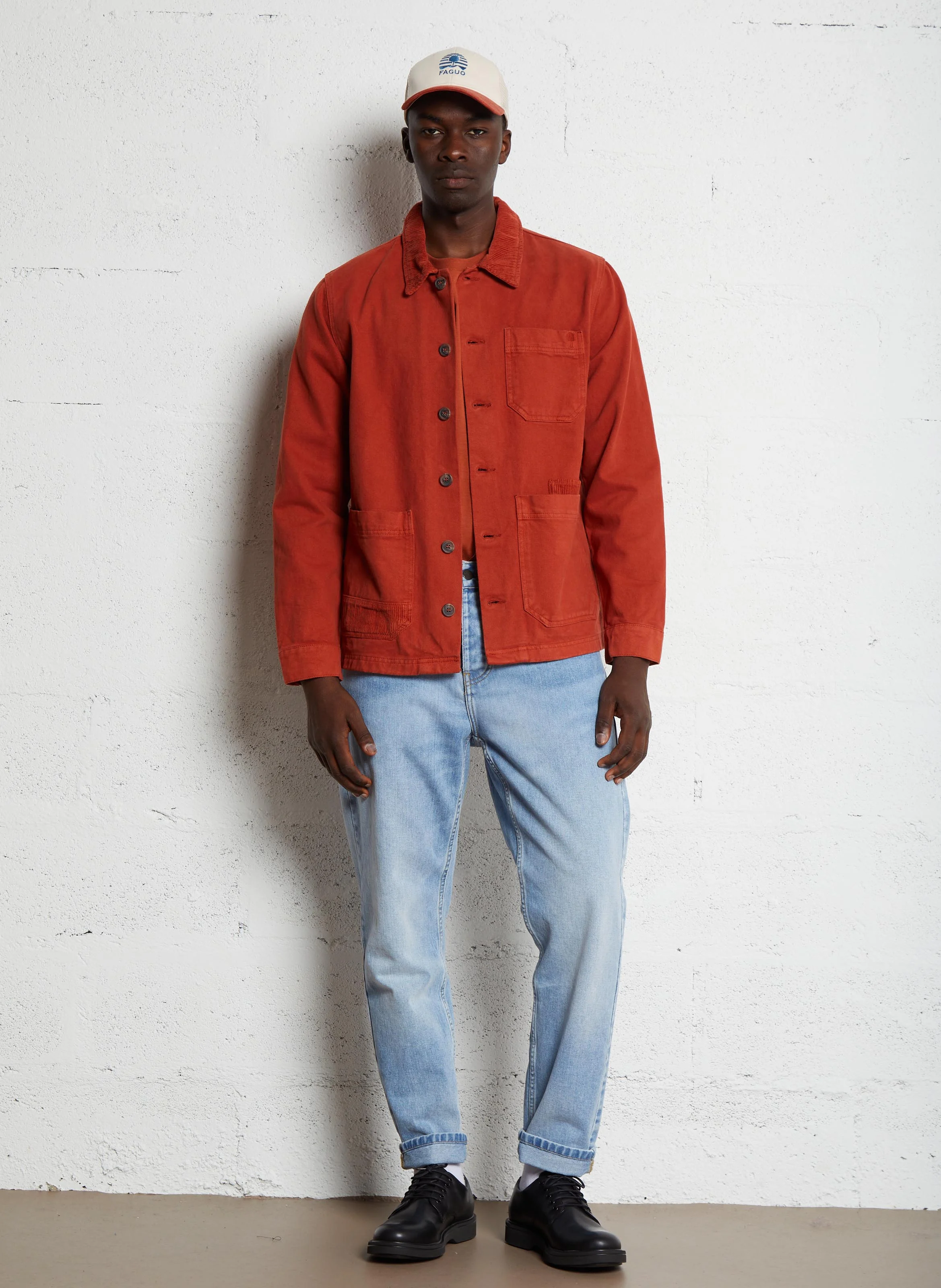GAVRE - Veste col classique en coton | Rouge