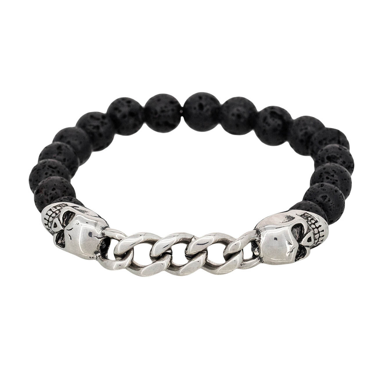 Jacobson Bracelet Dark Shadows en Acier & Pierres de Lave noires