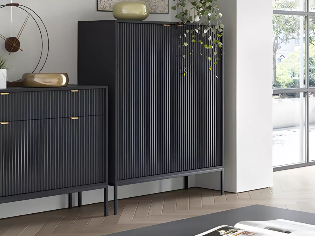 Buffet haut avec 2 portes - Noir - LIOUBA de Pascal MORABITO