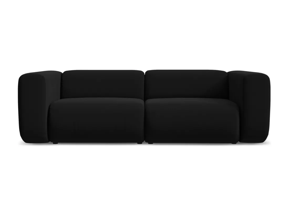 Canapé modulable 3 places en velours - noir - EKAHI