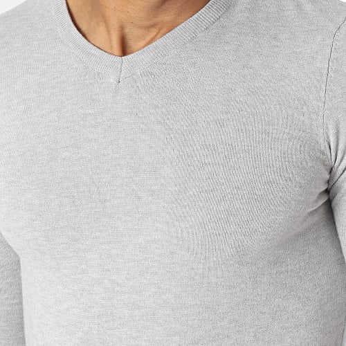 Pull Col V Gris Chiné