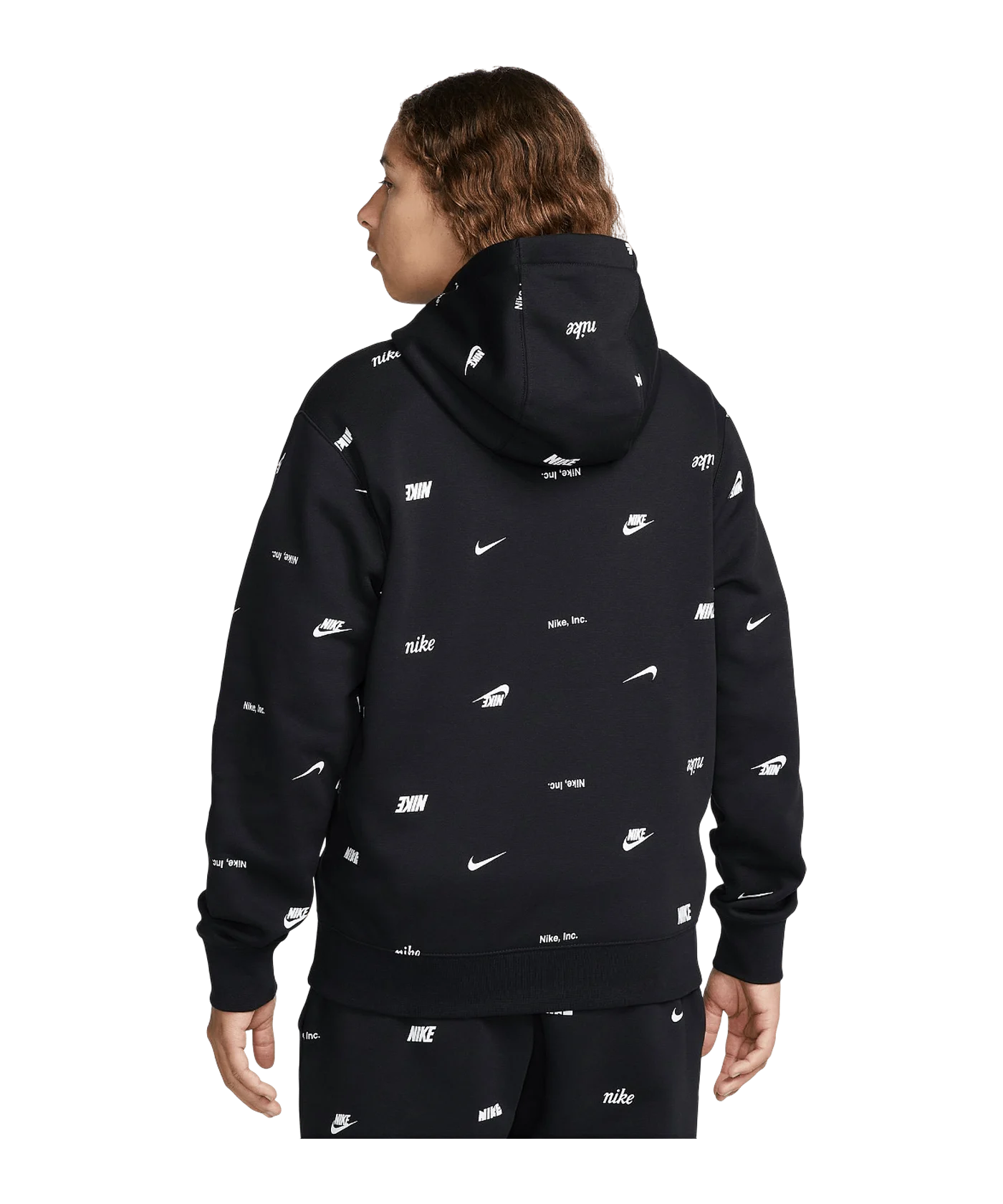 Nike Club Fleece Allover Print Hoody Schwarz F010