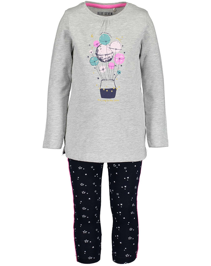 Tunika COSMIC LOVE – PLANETS mit Leggings in nebelgrau