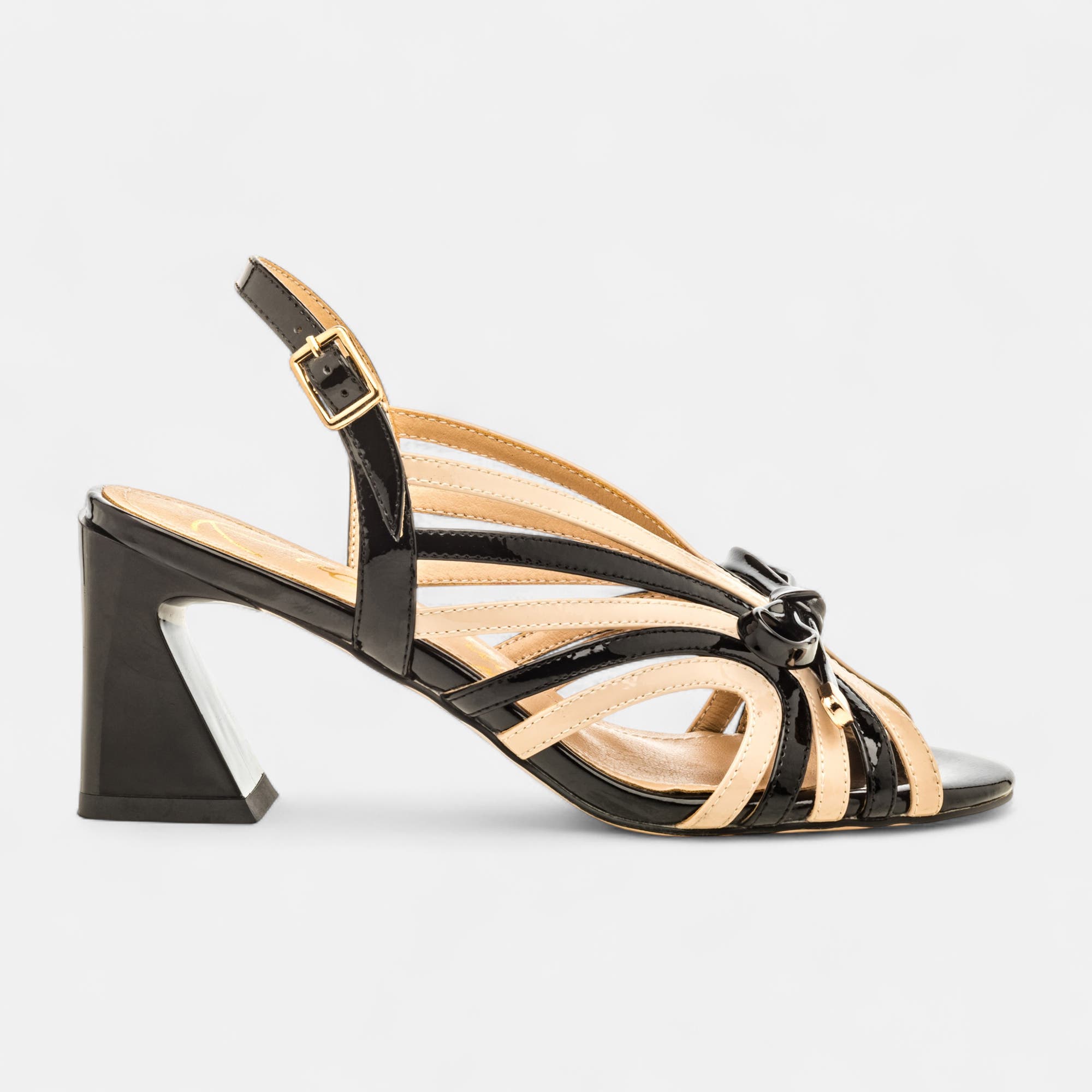 Nu-pieds à talon Femme noir vernis