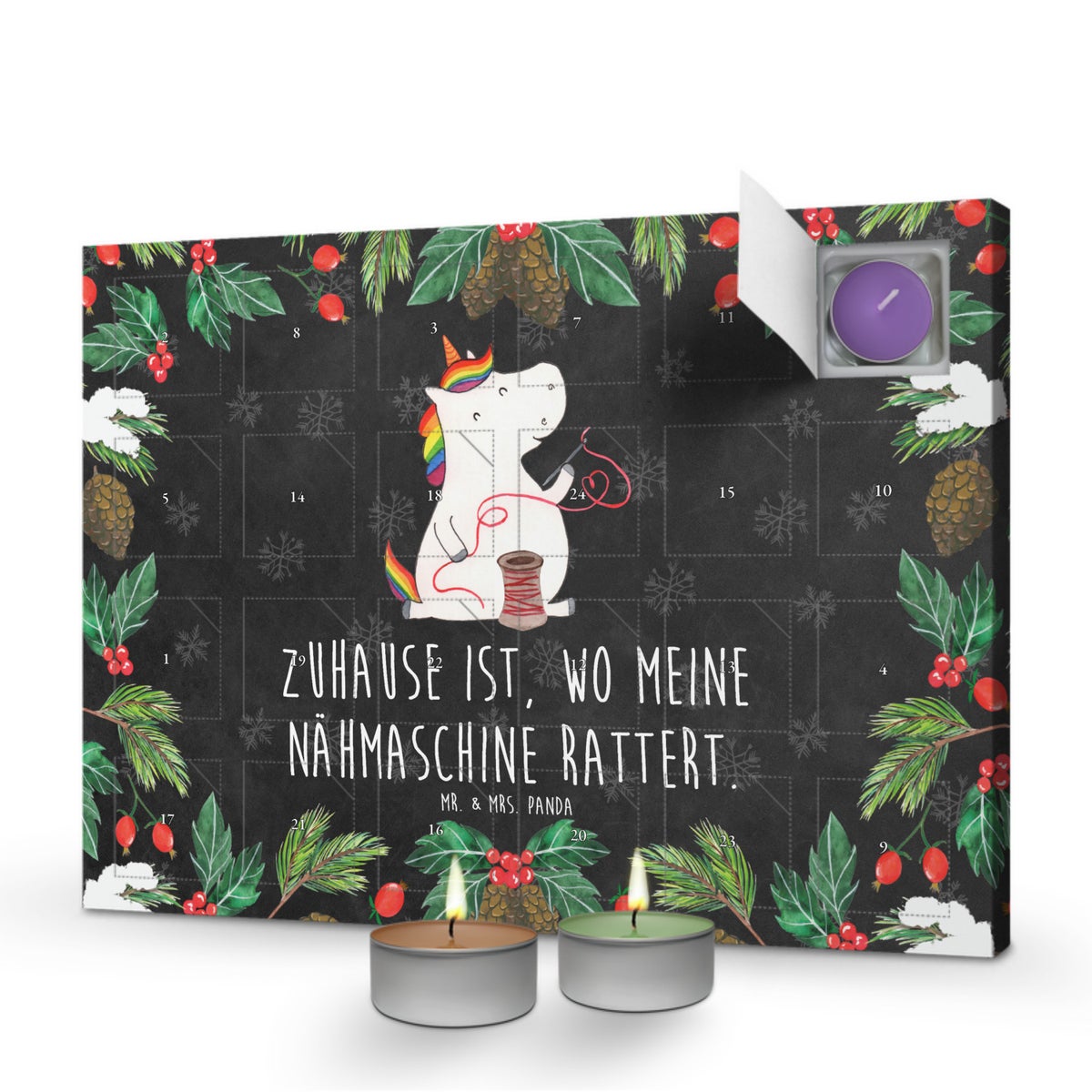 Mr. & Mrs. Panda Geurkaars Adventskalender Eenhoorn Naaister - Zwart